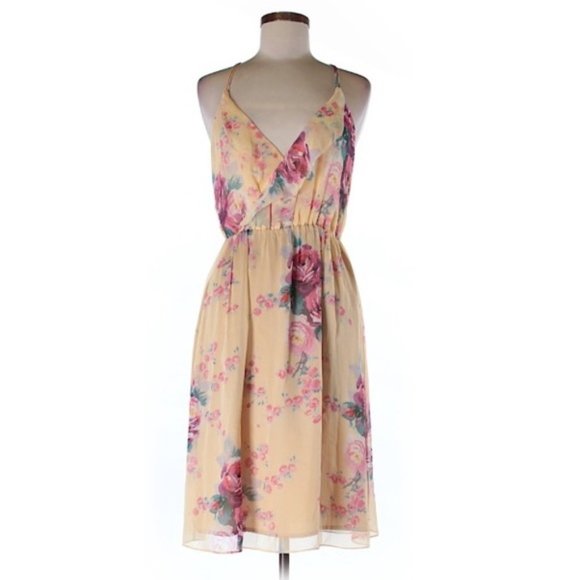 Anthropologie Meadow Rue SILK Yellow Floral Dress - Picture 5 of 6